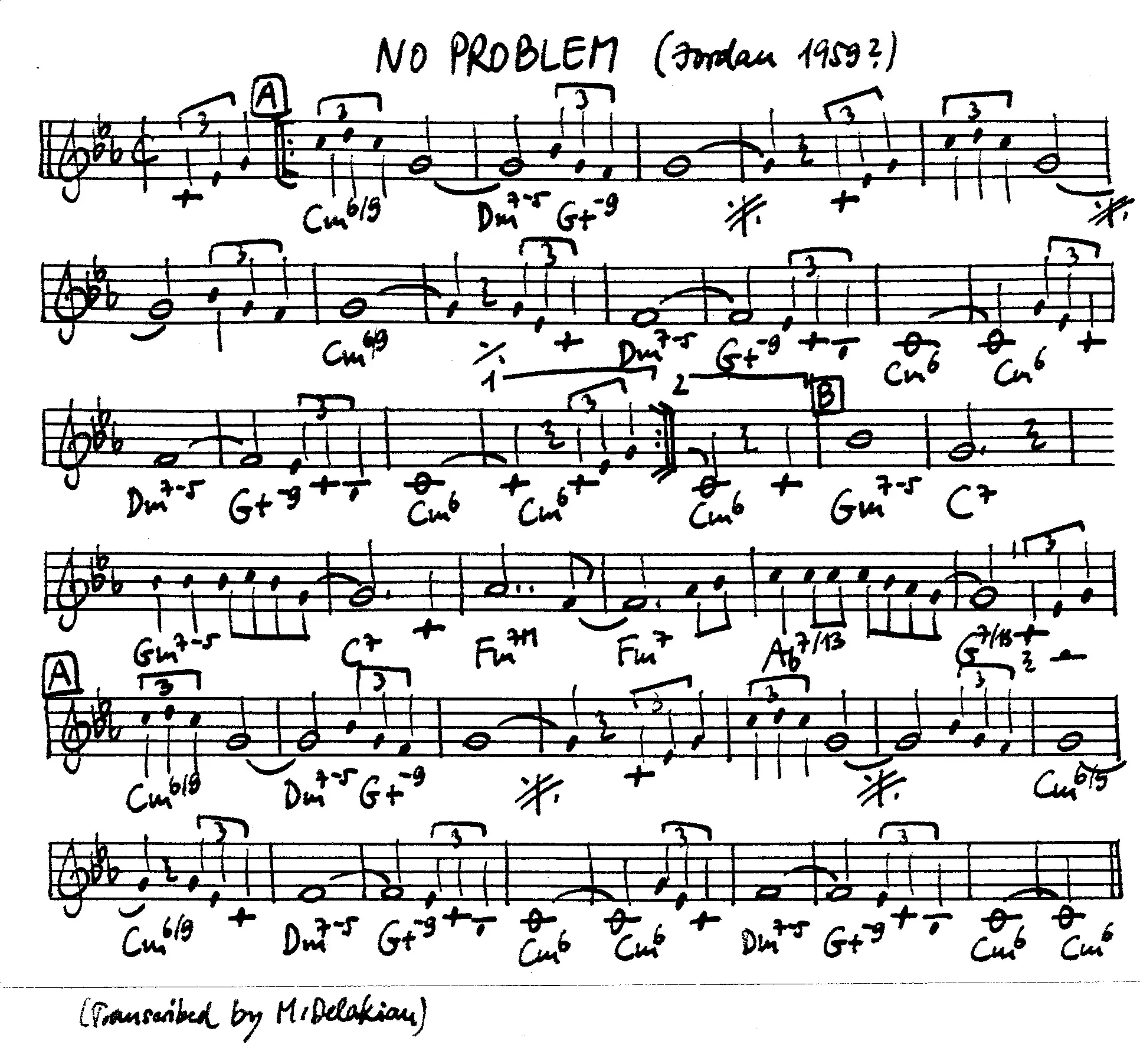no problem free jazz leadsheet - Courtesy of the Jungle Jazz Band